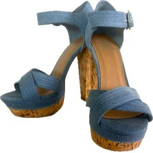 Blue Denim Platform Sandals